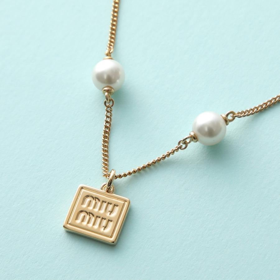 Miu Miu ネックレス ミュウ ミュウ ネックレス MIU MIU METAL NECKLACE WITH CRYSTAL