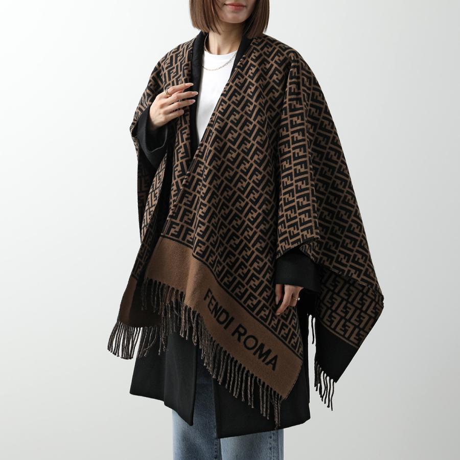 Fendi ロゴ ポンチョ・ケープコート FENDI FFモチーフ ロゴ入り ウール & カシミア ポンチョ *BROWN (FENDI