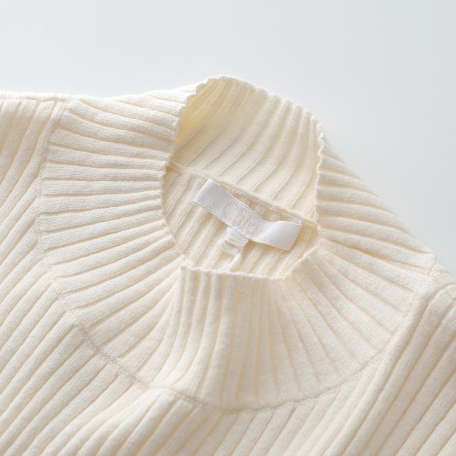 CHLOE クロエ シルク混 リブニット トップス XS ミルク オフホワイト Chloe（クロエ） Chloe KIDS キッズ セーター C20240 レディース