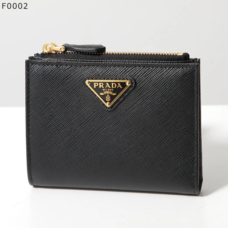 希少✨️プラダ 二つ折り財布 サフィアーノ レザー ゴールド金具 がま口 黒 PRADA（プラダ） 二つ折り財布 1ML050 QHH レディース サフィアーノ