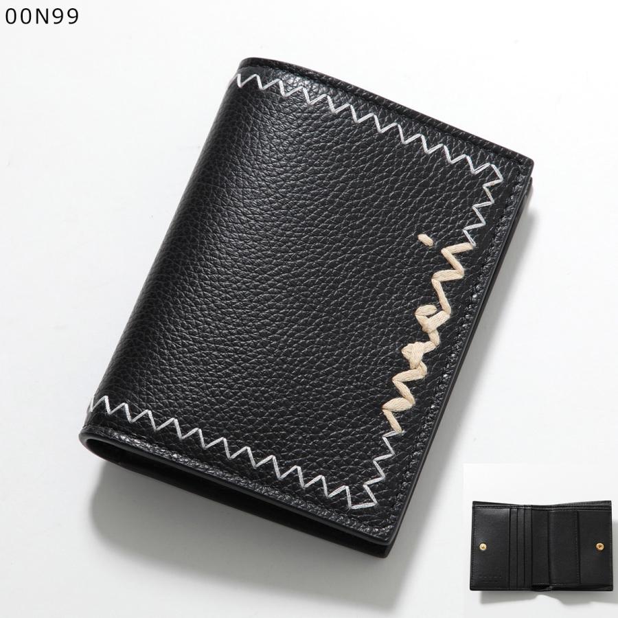 【新品未使用】Marni 黒 二つ折り財布 シンボル刺繍入り MARNI マルニ 二つ折り財布 PFMOQ14Q11 P6533 レディース ロゴ