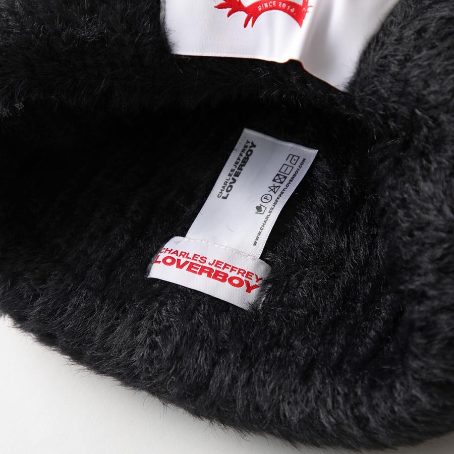 CHARLES JEFFREY LOVERBOY ファーニット帽 ブラック 中古・古着通販】CHARLES JEFFREY LOVERBOY (チャールズ ジェフリー