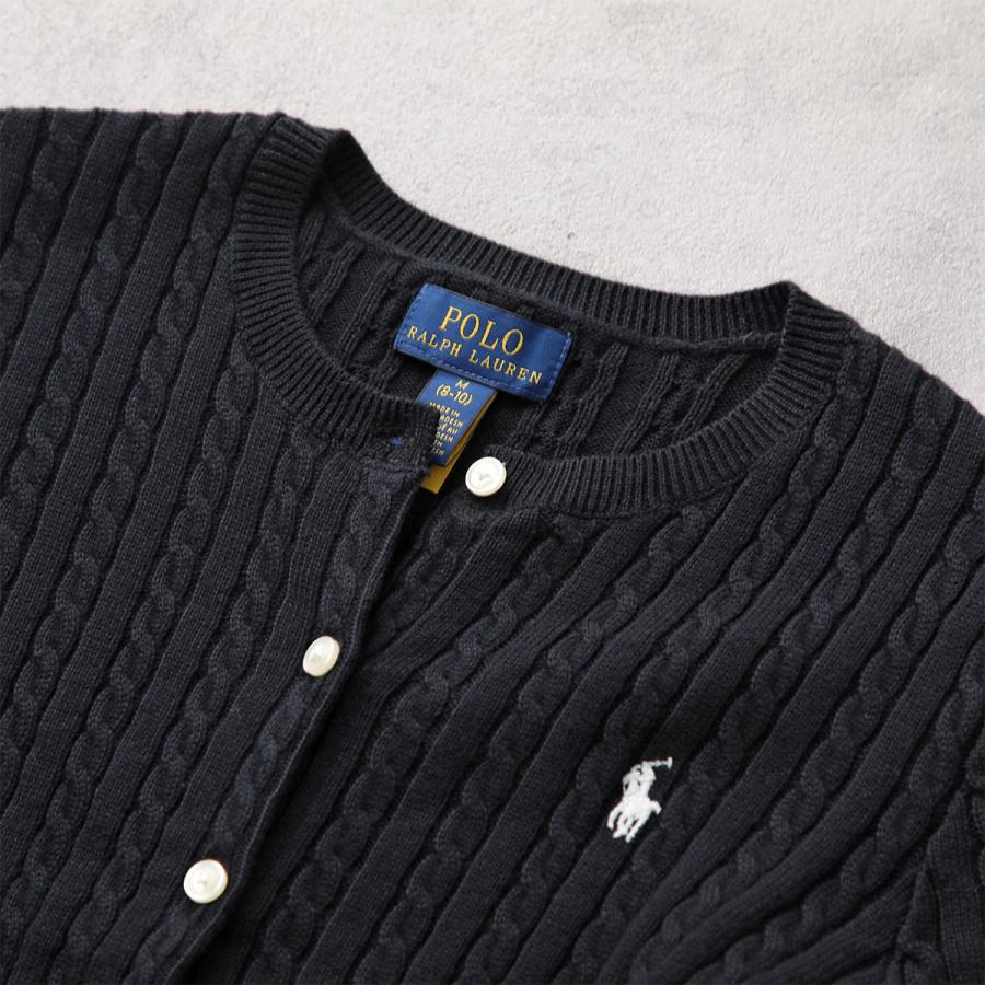 Polo Ralph Lauren KIDS ポロラルフローレン キッズ カーディガン 313543047 レディース ガールズ 長袖 ケーブル ニット コットン ポニー 刺繍 カラー5色の画像