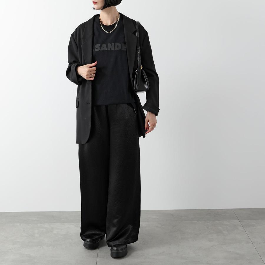 JIL SANDER ジル・サンダー カットソー ブラック 黒 サイズ:L シルク ウール フレアスリーブ カットソー / Tシャツ | 7分袖 Vネック ストレッチ | トップス【レディース】【中古】 JIL SANDER（ジルサンダー） Tシャツ J03GC0137 J20243 J45148