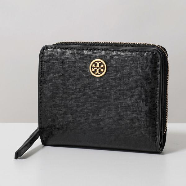 【美品】TORYBURCH 二つ折り財布 ブラック ゴールド金具 TORY BURCH（トリーバーチ） 二つ折り財布 ROBINSON BI-FOLD WALLET