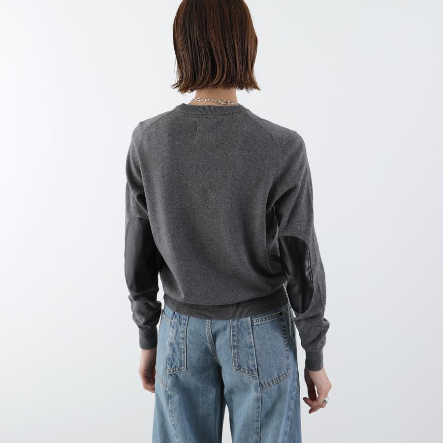 ANTHOM アントム エルボーパッチクルーネックハイゲージニット ANTHOM アントム セーター A26512 レディース コットン カシミヤ混