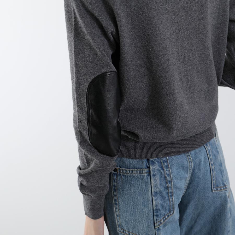 ANTHOM アントム エルボーパッチクルーネックハイゲージニット ANTHOM アントム セーター A26512 レディース コットン カシミヤ混