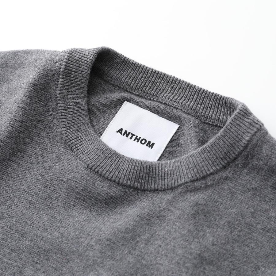ANTHOM アントム エルボーパッチクルーネックハイゲージニット ANTHOM アントム セーター A26512 レディース コットン カシミヤ混