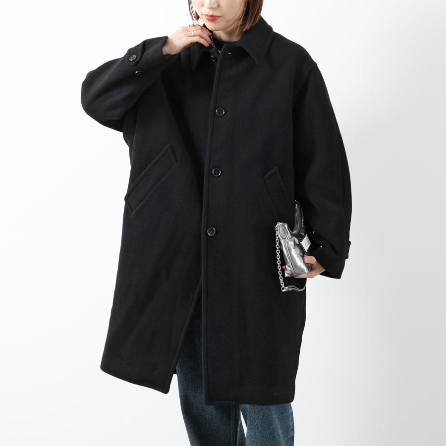 MM6 メルトンウールカーコート ブラック ポケット ファスナースリット 36 MM6 KIDS エムエムシックス メゾンマルジェラ キッズ ステンカラー