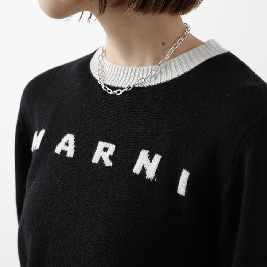 ✨美品✨22AW✨MARNI✨フロントロゴ✨クルーネックセーター✨国内正規品 MARNI (マルニ) ロゴワンポイント クルーネック セーター