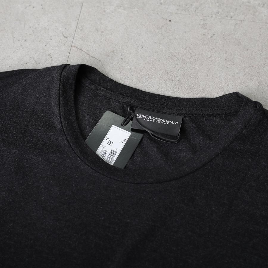 Emporio Armani ダークグレー 長袖カットソー EMPORIO ARMANI エンポリオアルマーニ 胸ラバーロゴ クルーネック 長袖