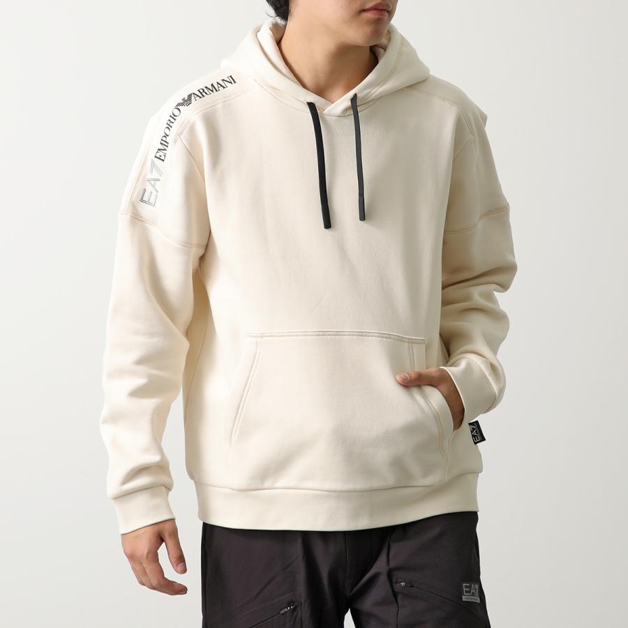 【極美品】エンポリオアルマーニ　フードパーカー　ホワイト　コットン　短丈　XL EMPORIO ARMANI アルマーニ パーカー エンポリオアルマーニ レディース