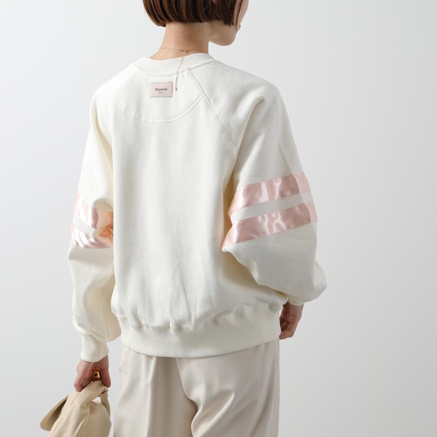 Repetto ベージュ トレーナー サテンストライプ repetto（レペット） スウェットシャツ Satin sweatshirt S0573A