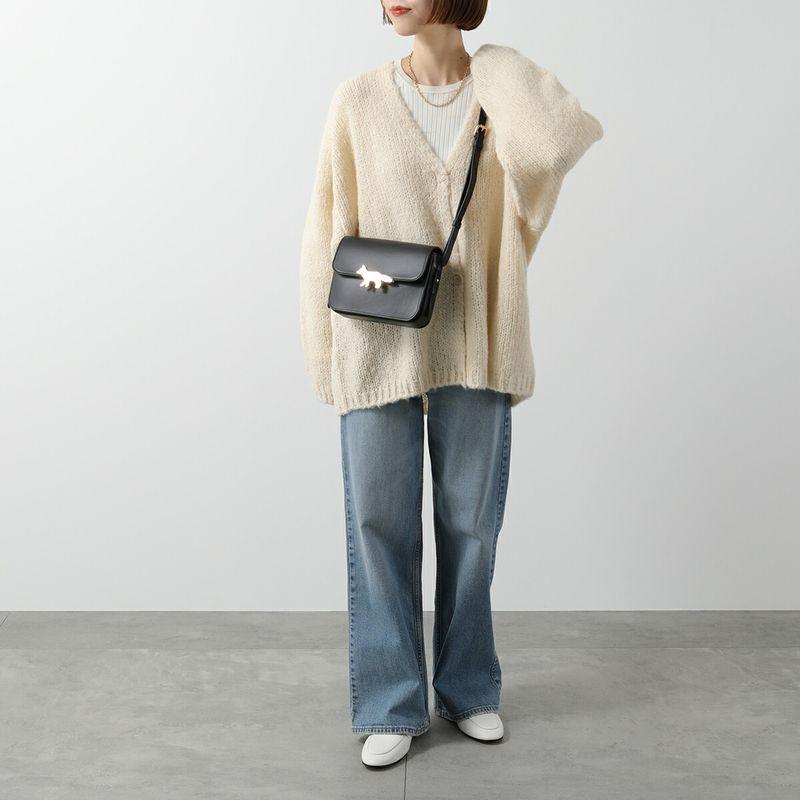 今期メゾンキツネ　EdieレザーショルダーLサイズ MAISON KITSUNE（メゾン キツネ） ショルダーバッグ EDIE エディ