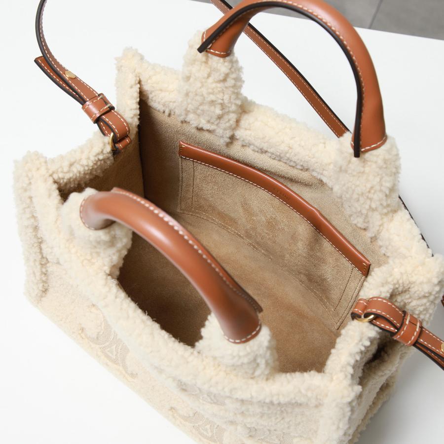 CELINE(セリーヌ) スモールカバ タイス ハンドバッグ 2WAY ショルダー 肩掛け 斜め掛け レザー シアリング アイボリー ブラウン茶 ゴールド金具 199163FK5.02NT レディース 40802164008【中古】【アラモード】 CELINE（セリーヌ） ショルダーバッグ Small Cabas Thais スモール