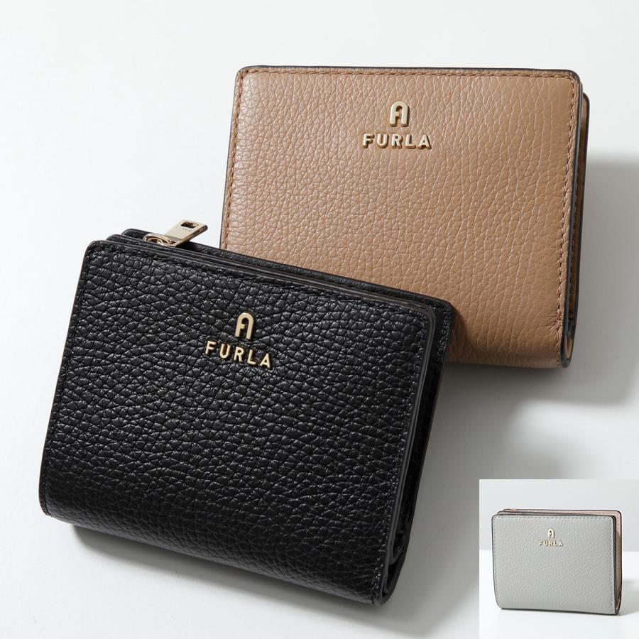 美品 FURLA カメリア レザー 二つ折り財布 ロゴ ベージュ 箱 保存袋つき FURLA（フルラ） 二つ折り財布 レディース CAMELIA カメリア ロゴ