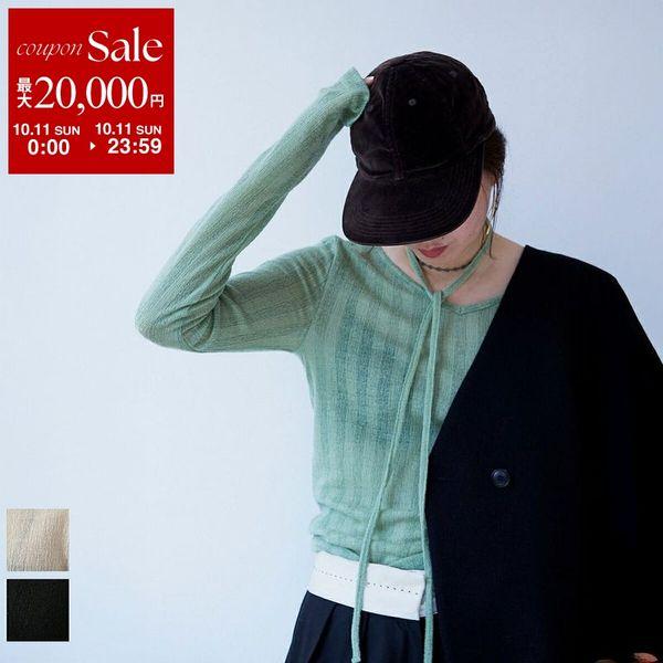 oll オール シアーニット sheer wool long sleeve with tie 450-05009 
