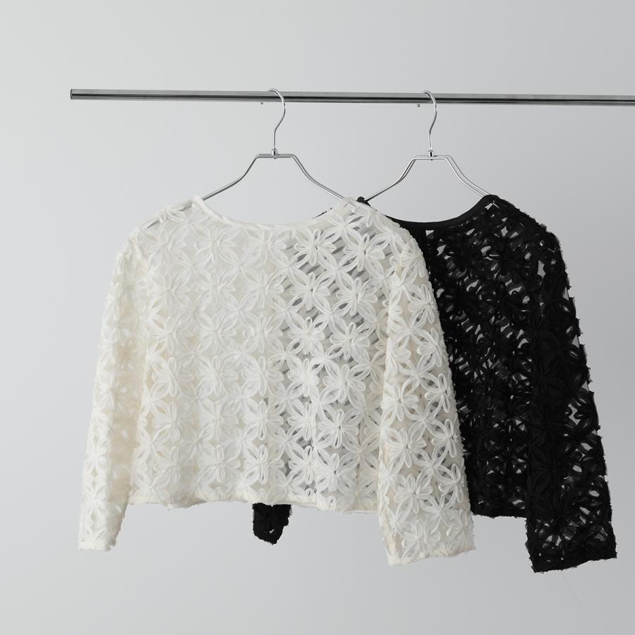 anana アナナ ブラウス a51-062 レディース 2WAY 花柄 刺繍 レース フラワー チュール シアー カラー2色 セレモニー対応可の画像