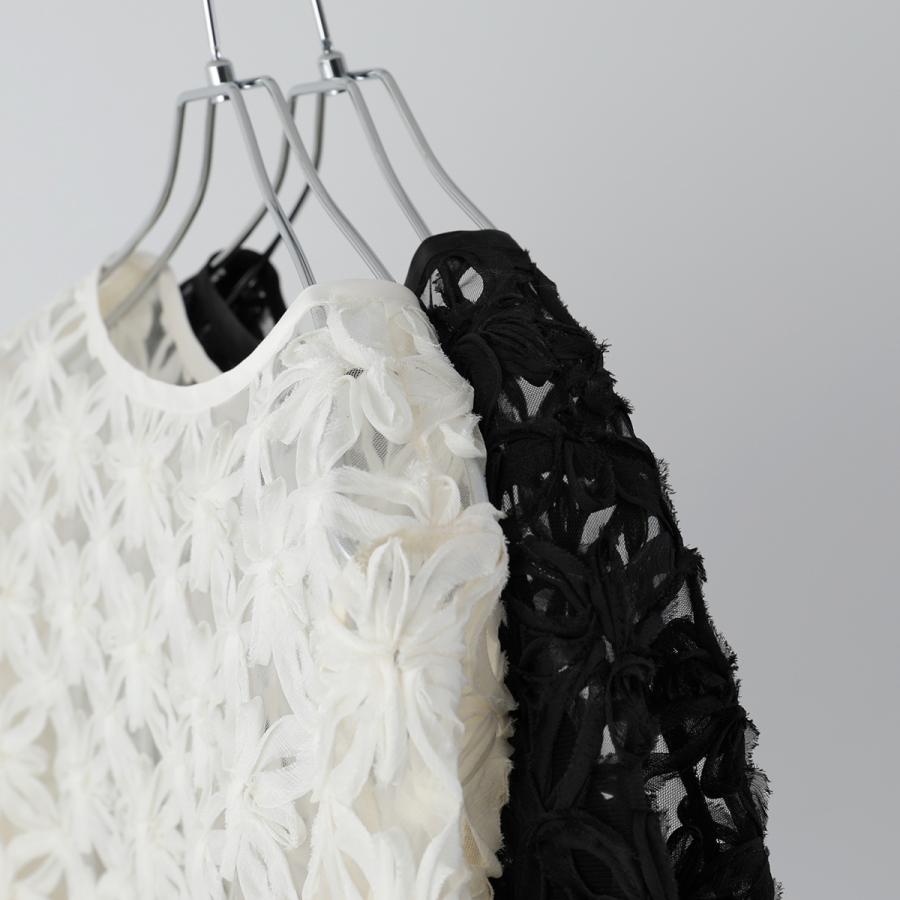 anana アナナ ブラウス a51-062 レディース 2WAY 花柄 刺繍 レース フラワー チュール シアー カラー2色 セレモニー対応可の画像