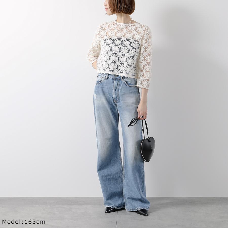 anana アナナ ブラウス a51-062 レディース 2WAY 花柄 刺繍 レース フラワー チュール シアー カラー2色 セレモニー対応可の画像