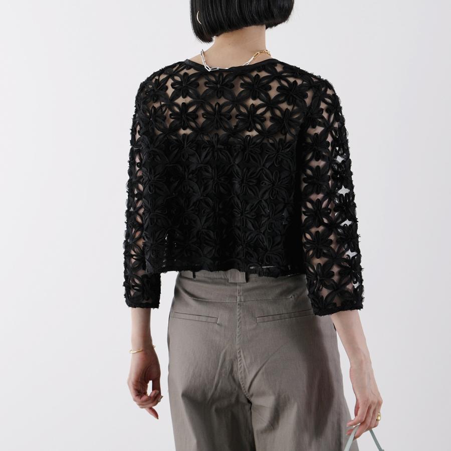 anana アナナ ブラウス a51-062 レディース 2WAY 花柄 刺繍 レース フラワー チュール シアー カラー2色 セレモニー対応可の画像