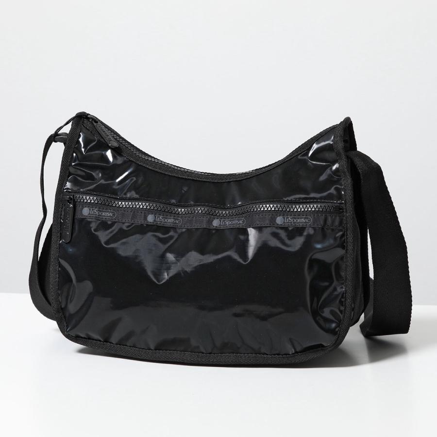 LeSportsac レスポートサック ショルダーバッグ CLASSIC HOBO 7520 レディース ナイロン ホーボーバッグ エナメル 鞄 M135/BLACK-SHINEの画像