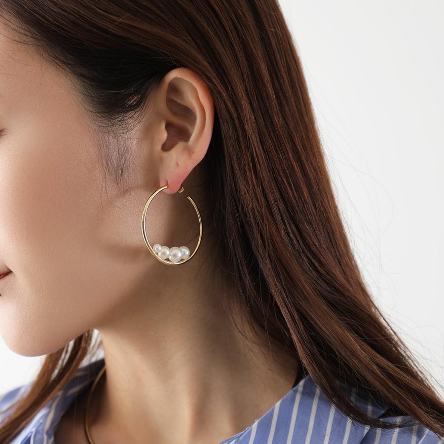 Otiumberg オティウムバーグ フープピアス Large Trio Pearl Hoops OEY24S-3075 レディース パール silver925 14Kゴールドヴェルメイユ ゴールドの画像