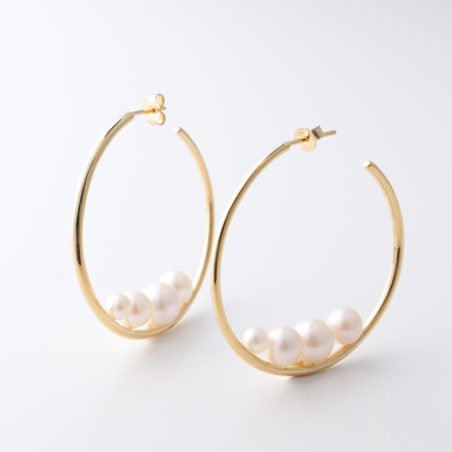 Otiumberg オティウムバーグ フープピアス Large Trio Pearl Hoops OEY24S-3075 レディース パール silver925 14Kゴールドヴェルメイユ ゴールドの画像
