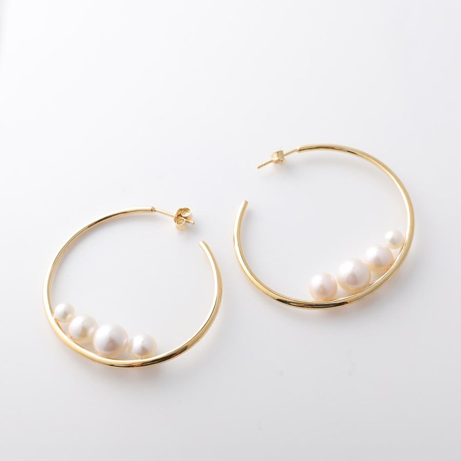 Otiumberg オティウムバーグ フープピアス Large Trio Pearl Hoops OEY24S-3075 レディース パール silver925 14Kゴールドヴェルメイユ ゴールドの画像