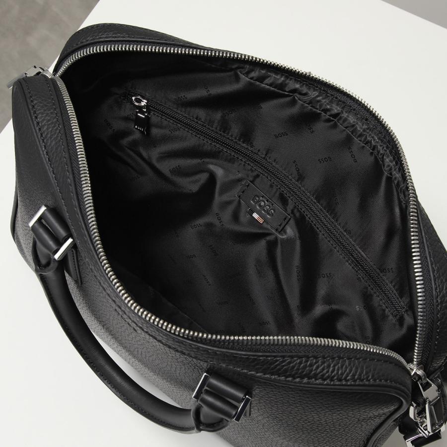 【美品】HUGO BOSS　ヒューゴボス　ビジネスバッグ　シボ皮　ブラック HUGO BOSS (ヒューゴボス) メンズ ブリーフバッグ シボレザー 3way