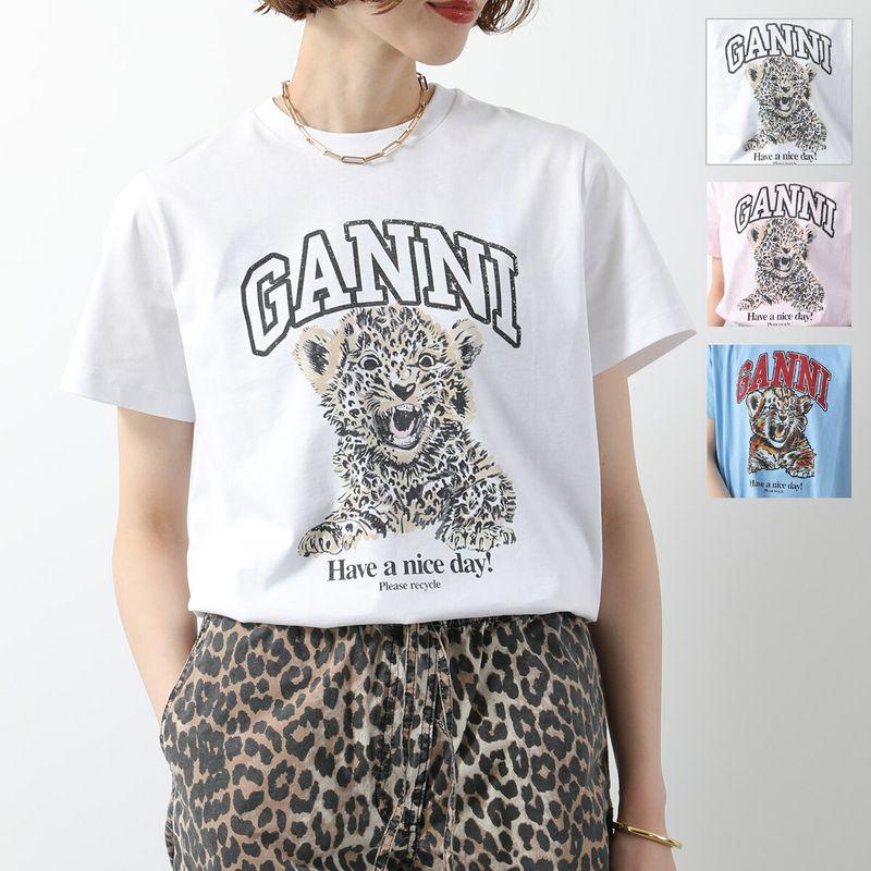 GANNI（ガニー） 半袖 Tシャツ Basic Jersey Tiger Leopard Relaxed T