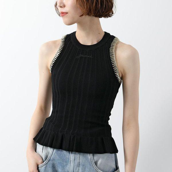 GANNI ガニー　ノースリーブ 楽天市場】GANNI ガニー ブラウス 3D Jacquard Sleeveless Ribbon