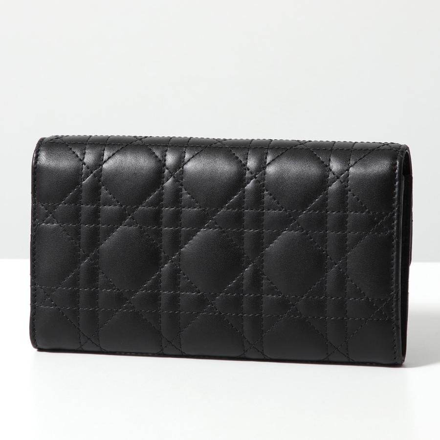 Dior 二つ折り財布 黒 キルティング クリスチャン・ディオール 二つ折り財布 レディディオール カナージュ