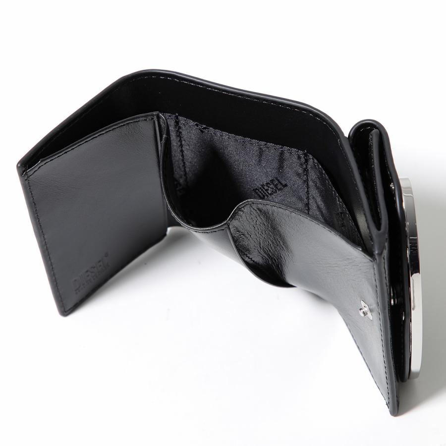 美品DIESEL 1dr Tri Fold Coin Xs Ii ブラック Women's Tri-fold wallet in mirrored leather | Black | Diesel