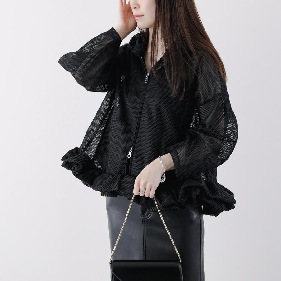 タグ付き✨　ヴェロフォンナ　ブルゾン　異素材　ドッキング　フリル　チュール　M タグ付き✨ ヴェロフォンナ ブルゾン 異素材 ドッキング フリル