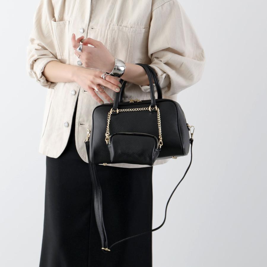 専用/AULENTTI 黒ハンドバッグ　ショルダー紐付き ショルダーバッグ バッグ AULENTTI キーベルト付きミニハンドBAG
