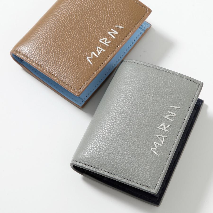 【極美品】MARNI 二つ折り財布 ライトブルー/ネイビー/ベージュ ブルー、ベージュ＆ライトブルー サフィアーノレザー製二つ折り
