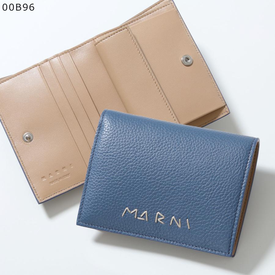 MARNI 二つ折り財布 ブルー×ネイビー×ベージュ ブルー、ベージュ＆ライトブルー サフィアーノレザー製二つ折り