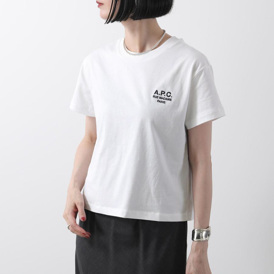 APC A.P.C. アーペーセー Tシャツ Boxy Rue Madame COHBM F26389 レディース 半袖 カットソー コットン ロゴ 刺繍 クルーネック ロゴTの画像