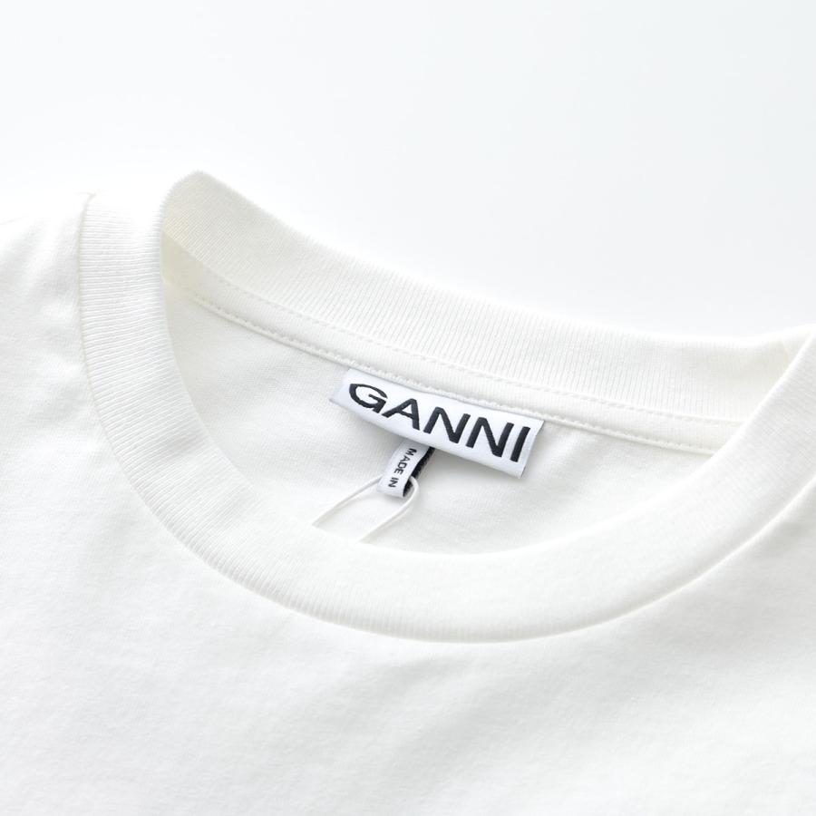 【新品】GANNI ガニー　ロゴ ホワイト 長袖シャツ 34 新品】GANNI ガニーロゴ ホワイト 長袖シャツ 34