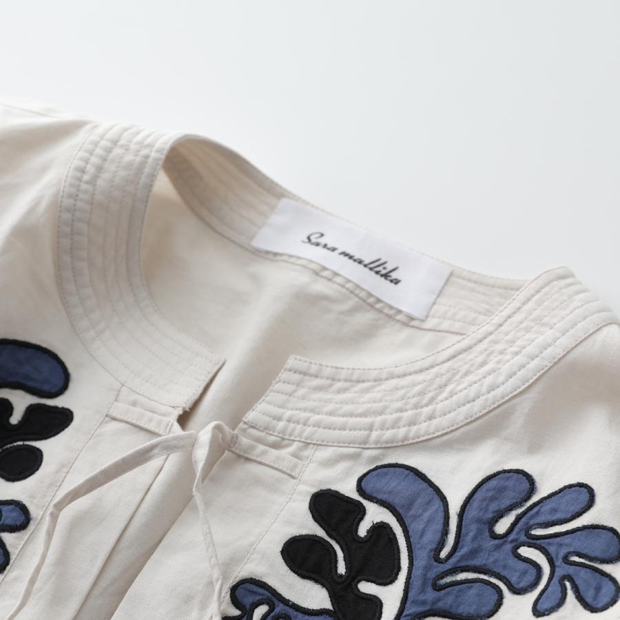 sara mallika（サラ マリカ） シャツブルゾン Cotton Linen Patchwork