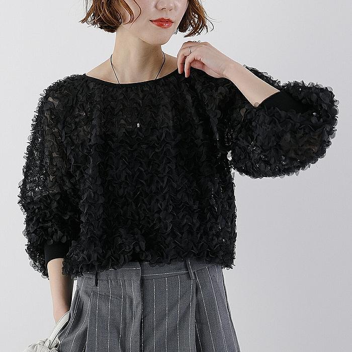 PROVOKE プロヴォーク プルオーバー PV-010067 petal motif cropped