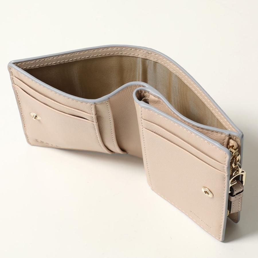 Furla フルラ ヌヴォラ S コンパクト ウォレット パステル ピンクベージュ グレージュ トリオカラー スナップボタン 札入れ カードケース ケース 美品 ロゴ パステルブルー 二つ折り財布 WP00451 BX2725 3813S FURLA - Furla フルラ ヌヴォラ S コンパクト ウォレット パステル