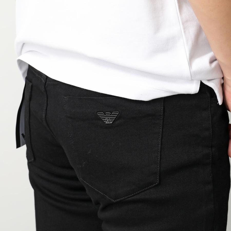 EMPORIO ARMANI エンポリオアルマーニ ジーンズ 5 POCKETS PANT 8N1J11 1DHDZ メンズ スリム フィット イーグル ロゴ 0005 DENIM NEROの画像