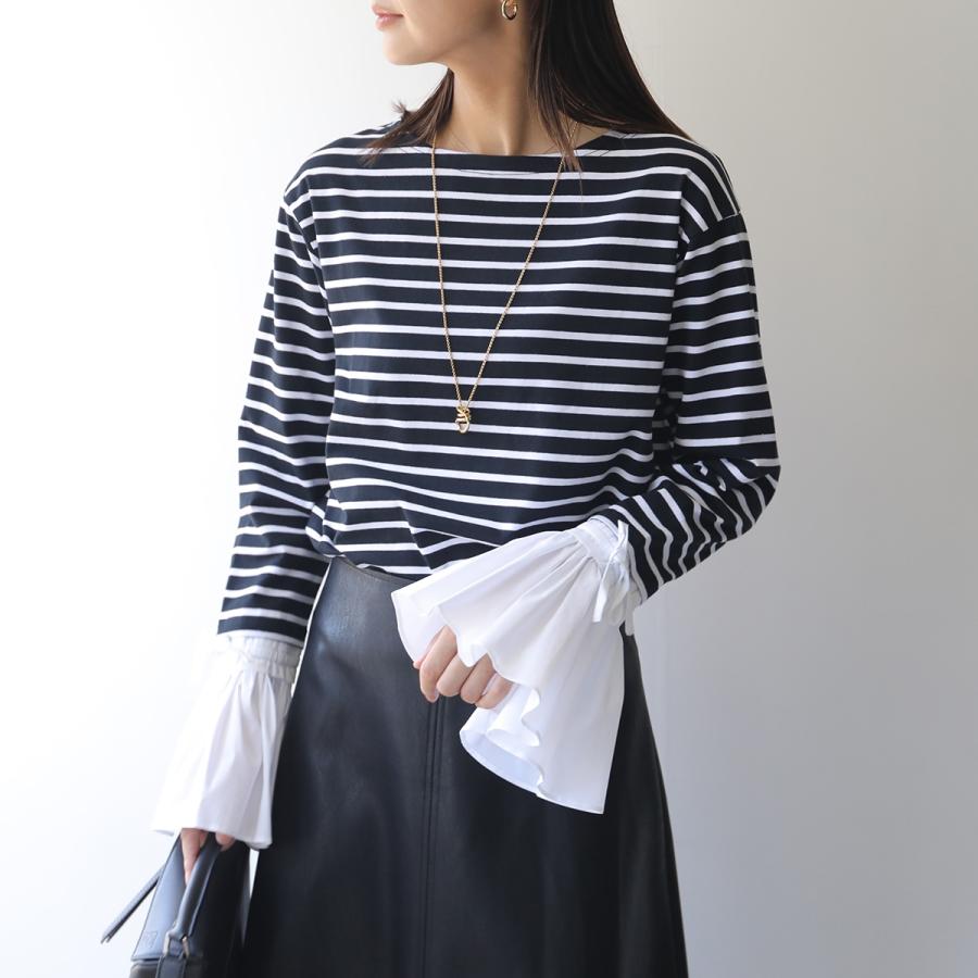 Mewl シャツスリーブボーダーTOPS tシャツ Mewl シャツスリーブ