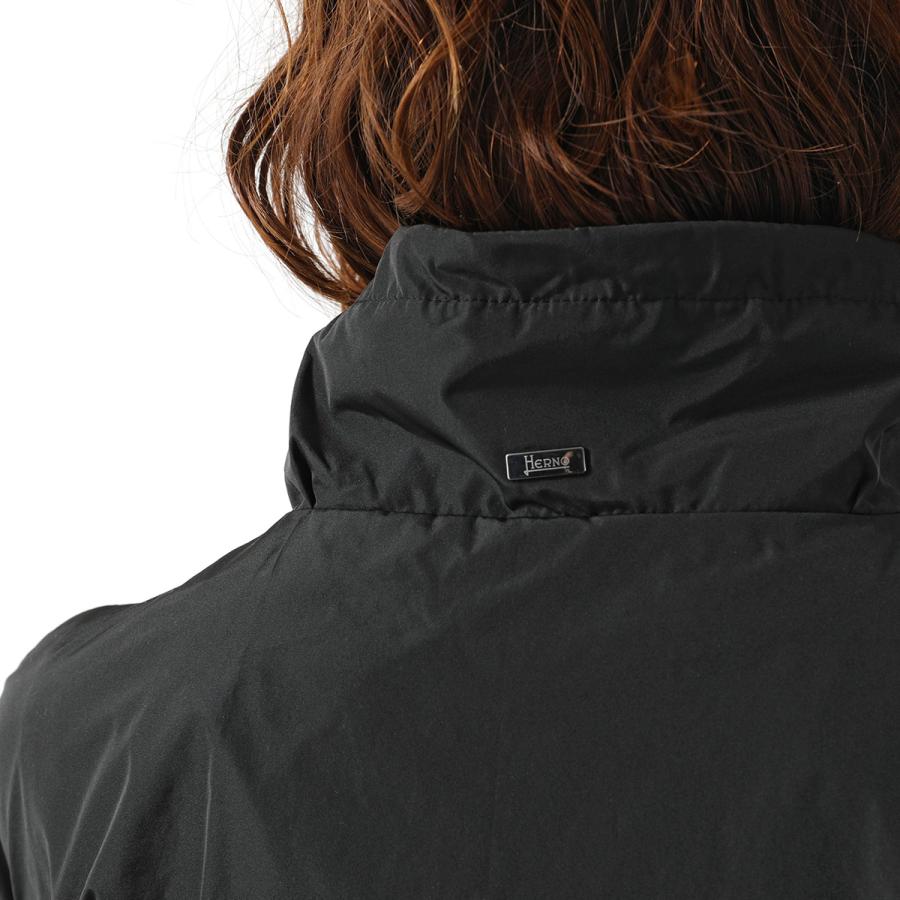 HERNO ヘルノ ジャケット レディース ノーカラー ブラック コットン混 ヘルノ ダウンジャケット コート ケープ ブラック レディース HERNO