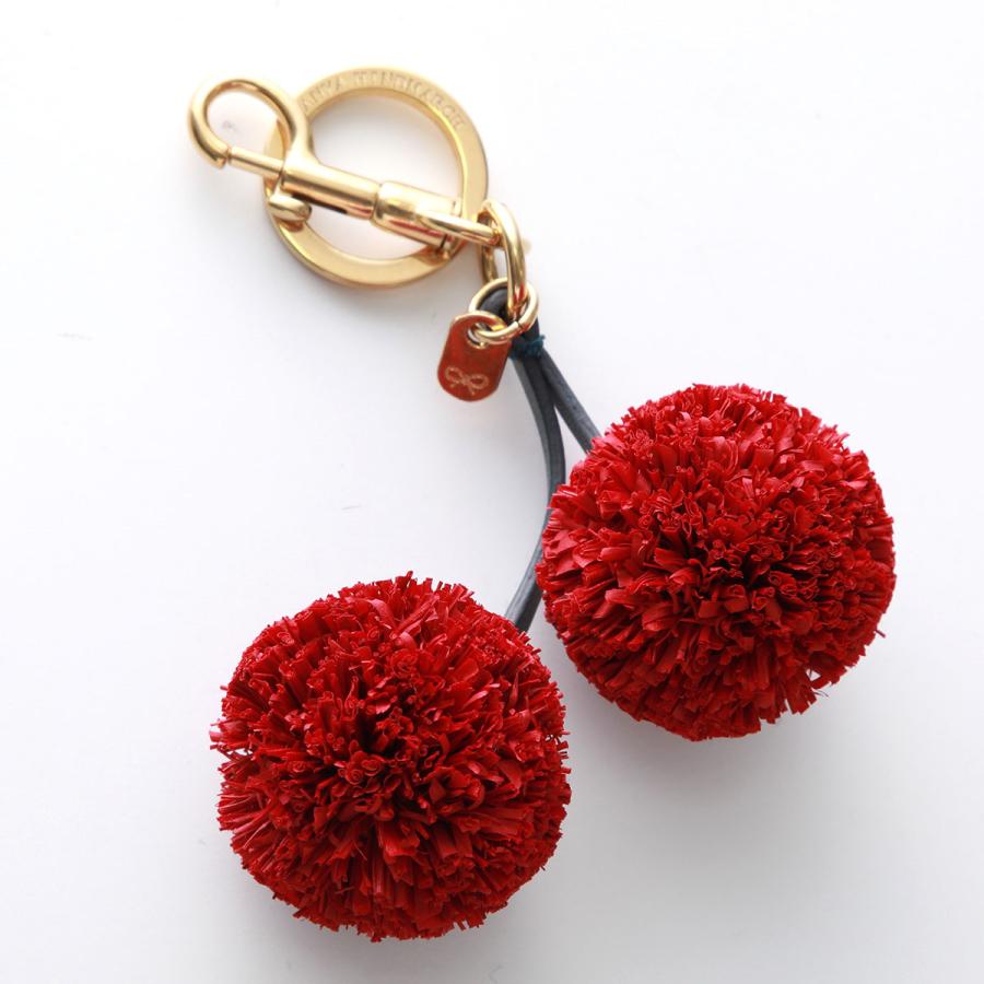 ANYA HINDMARCH 赤白ストライプ キーホルダー ANYA HINDMARCH 赤