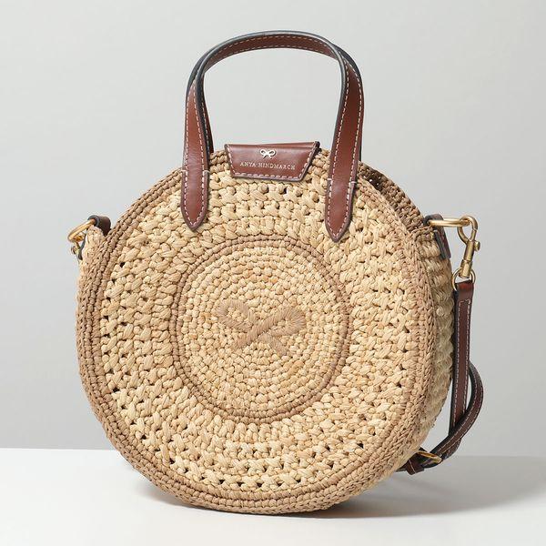 最終価格 新品 アニヤハインドマーチ モティマー ラフィア かごバッグ レザー ANYA HINDMARCH（アニヤ・ハインドマーチ） ショルダーバッグ Small