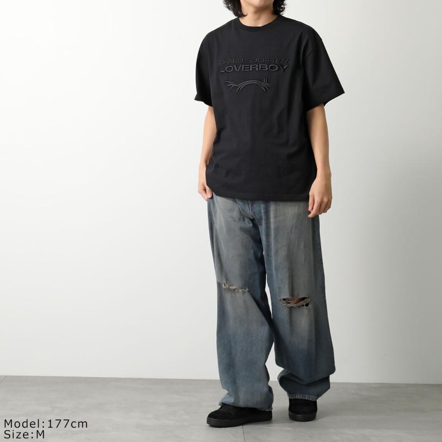 Tシャツ(半袖/袖なし) charles jeffrey LOVER BOY Black Topsy Turvy T-shirt by Charles Jeffrey LOVERBOY on Sale