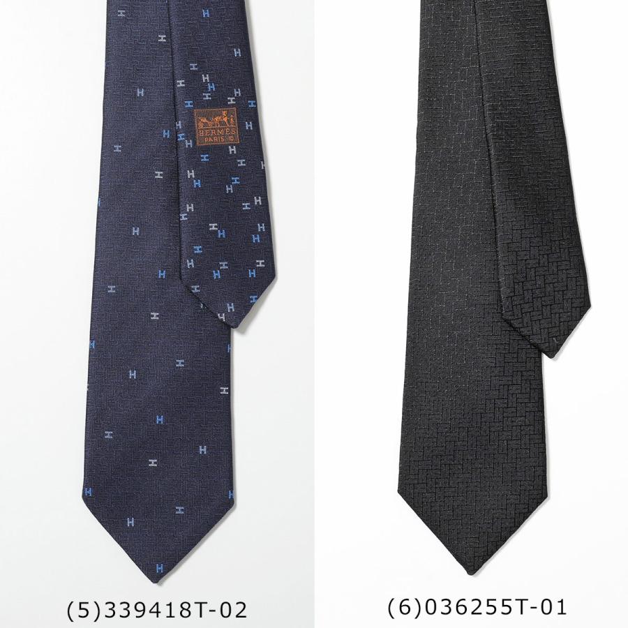 未使用級 エルメス HERMES ネクタイ シルク ブラック 総柄 H柄 HERMES（エルメス） ネクタイ TIE メンズ フランス製 シルク H柄